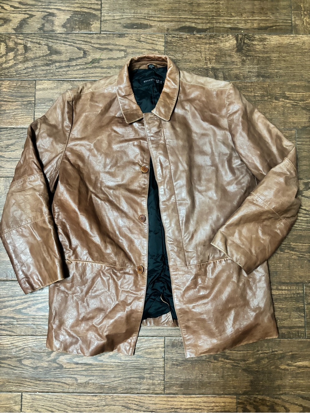 Kenneth Cole Men's Brown Leather Shirt Jacket